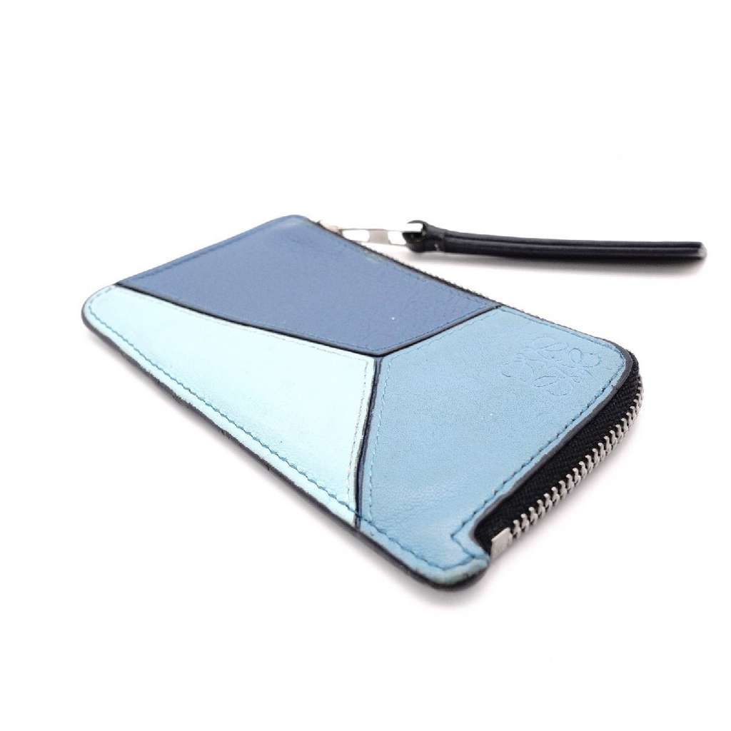 Loewe anagram coin case blue Blue Leather Very good condition - Model View