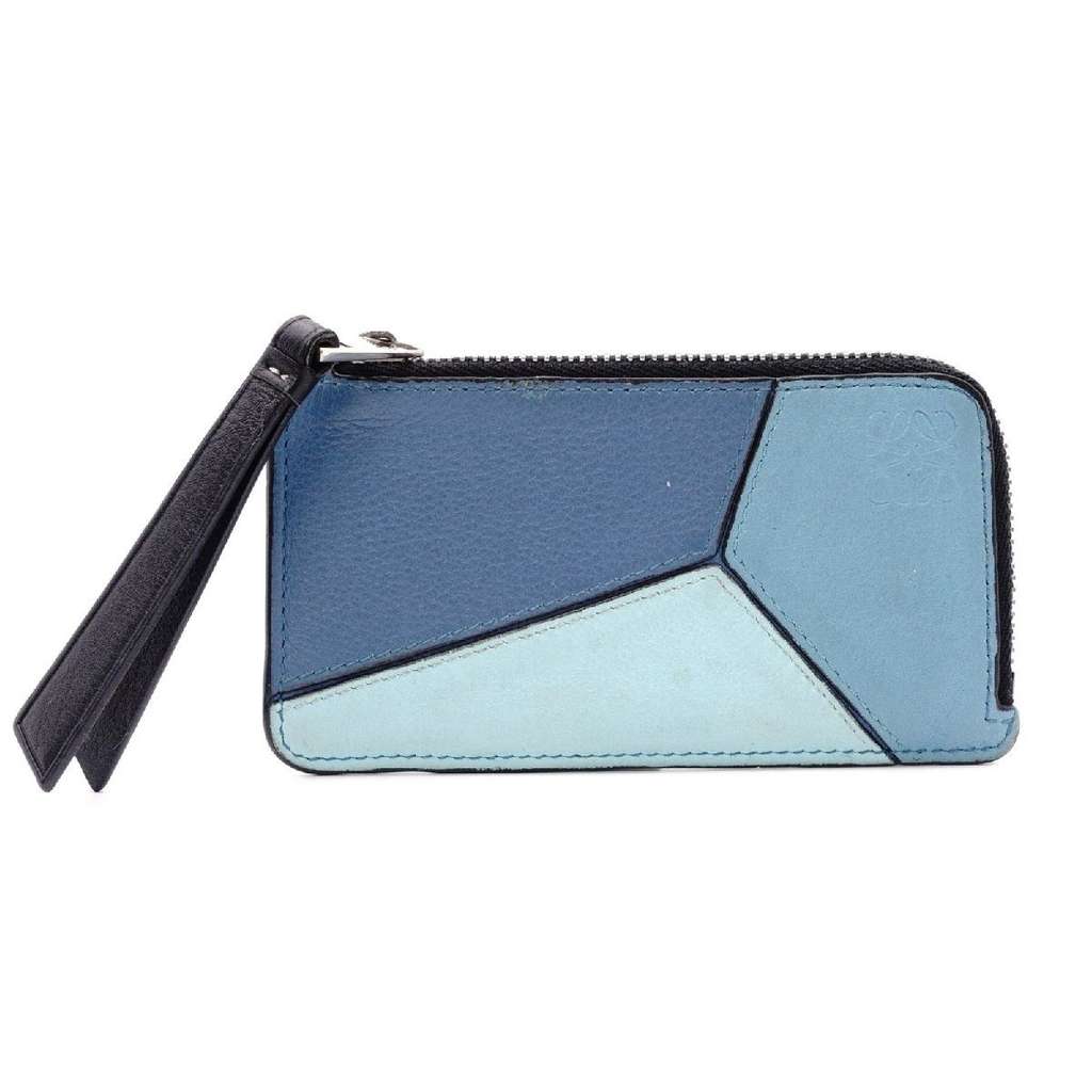 Loewe anagram coin case blue Blue Leather Very good condition - Front View