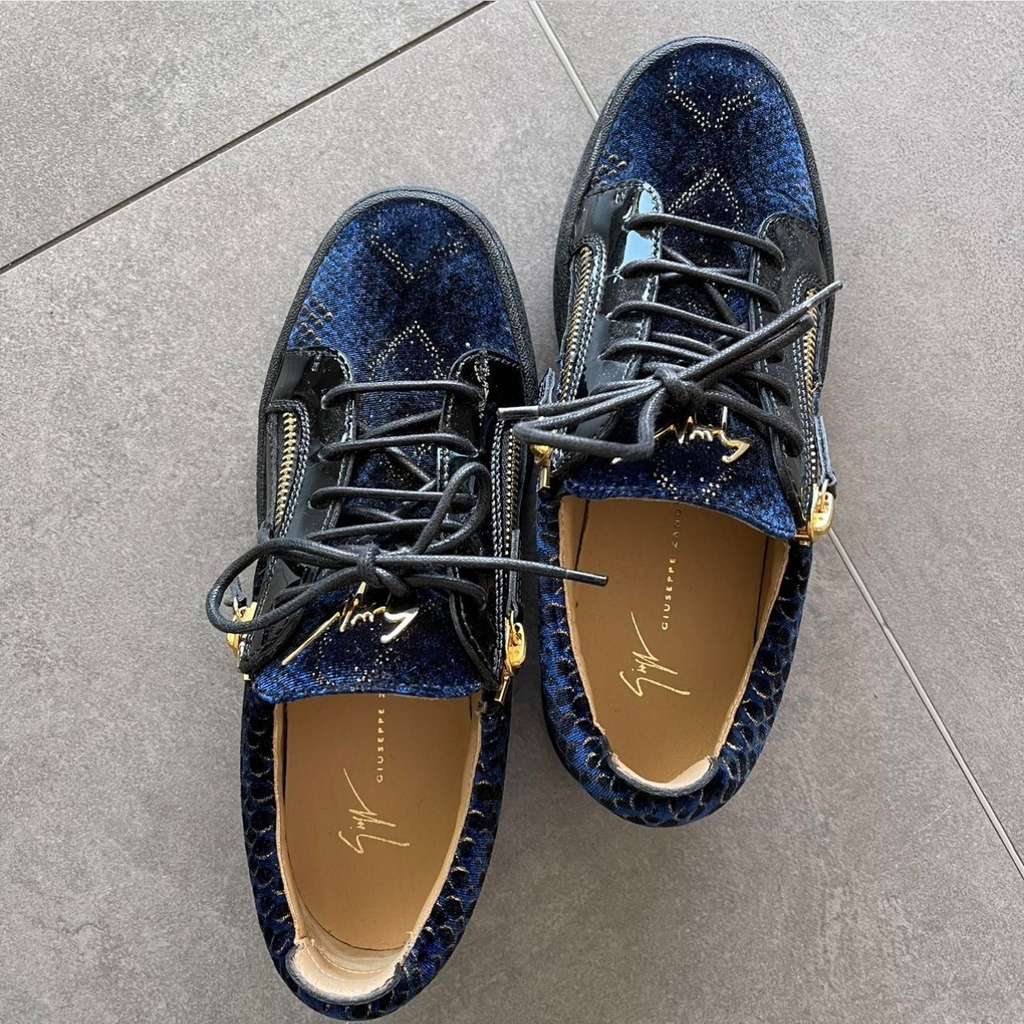 Giuseppe Zanotti Velvet Zip Blue Velvet Very good condition - Back View
