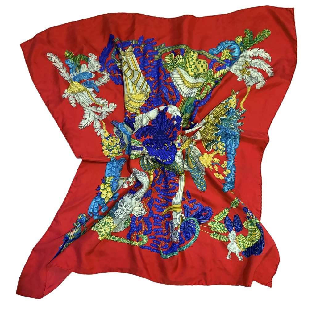 Hermès Hermès Chapeau Scarf- Rare Red Silk Very good condition - Front View