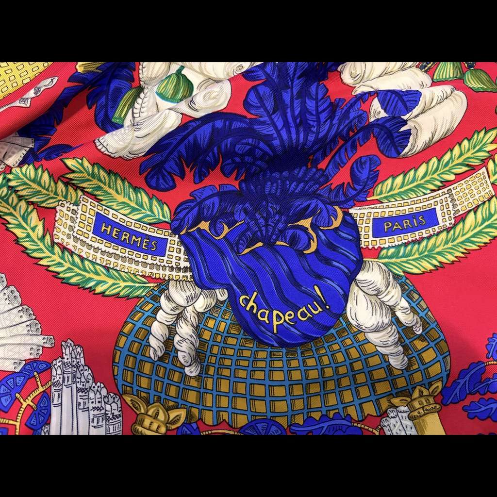 Hermès Hermès Chapeau Scarf- Rare Red Silk Very good condition - Inside View