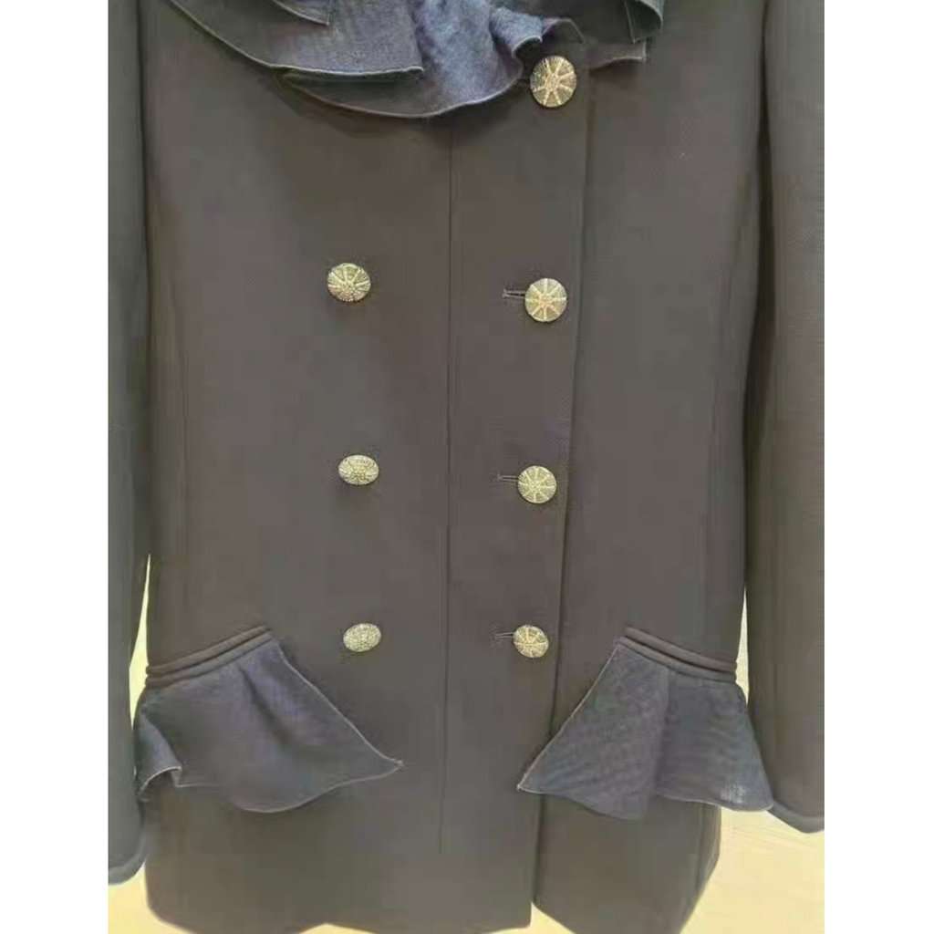 Chanel Navy Wool Coat Navy Wool Very good - Back View