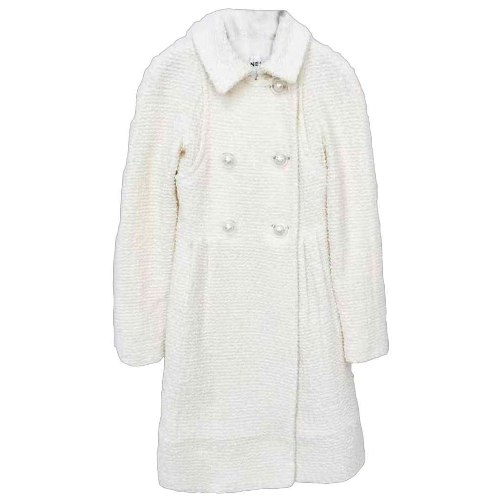 Chanel White Wool Coat White Wool Very good - Front View