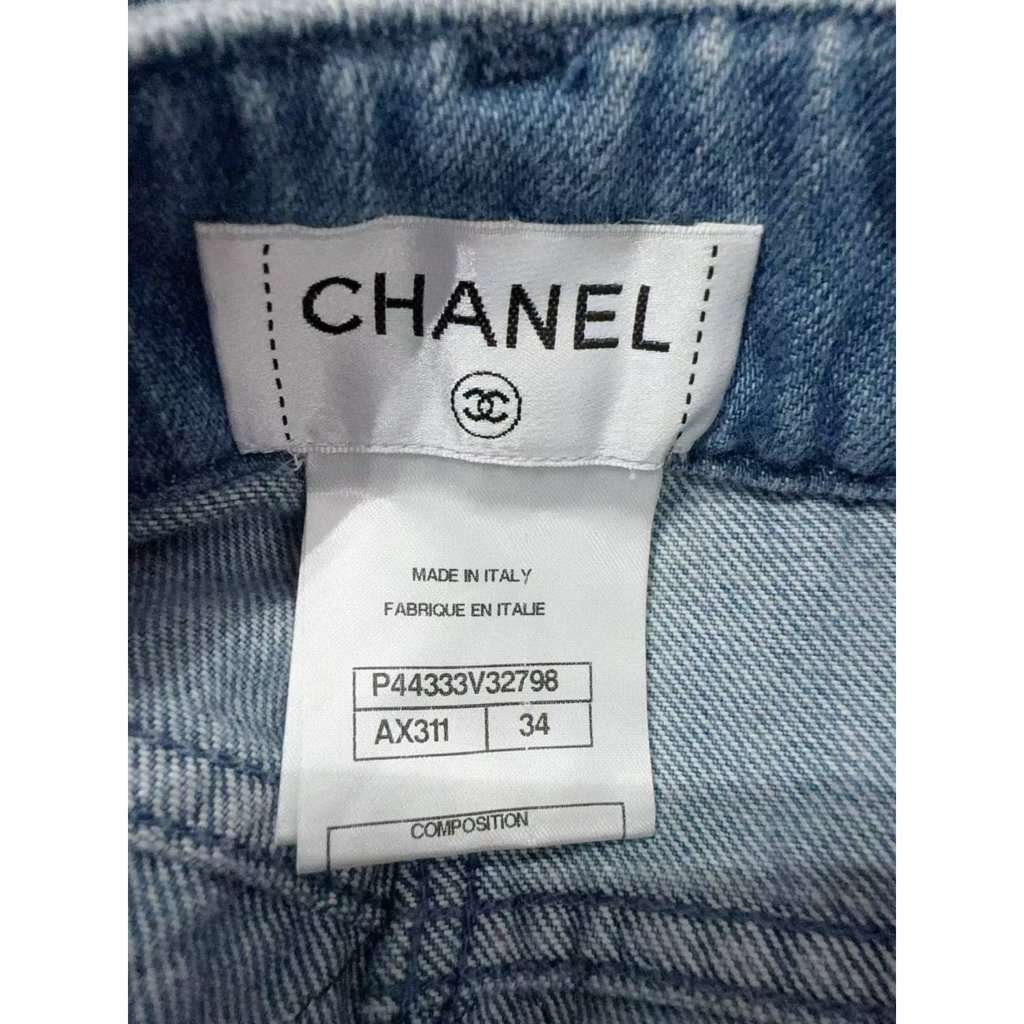 Chanel Blue Cotton Jeans Blue Cotton Very good - Model View