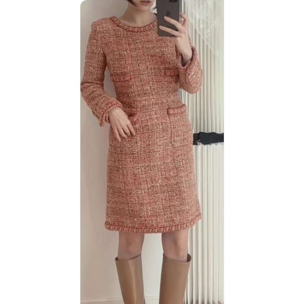 Chanel Tweed Dress MultiColor Tweed Very good - Box View