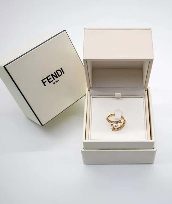 Fendi Gold Ring with Diamonds Gold Gold Very good - Back View