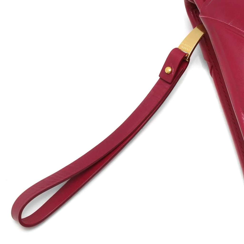 Bottega Veneta Amaranth Leather Maxi Intrecciato Padded Clutch Burgundy Leather Very good - Inside View