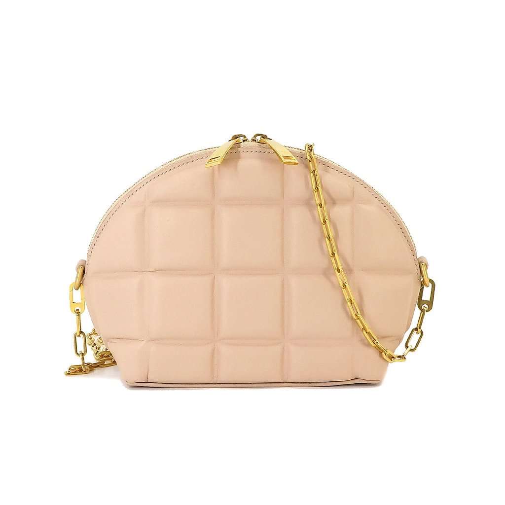 Bottega Veneta Beige Leather Padded Half Moon Chain Shoulder Bag Beige Leather Very good - Front View