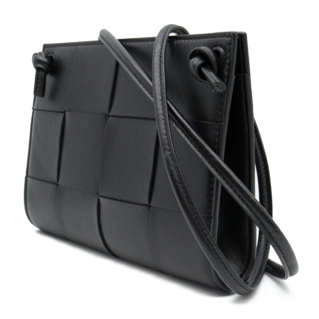 Bottega Veneta Serial Black Leather Shoulder Bag Black Leather Very good - Back View