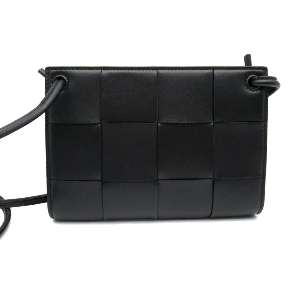 Bottega Veneta Serial Black Leather Shoulder Bag Black Leather Very good - Inside View