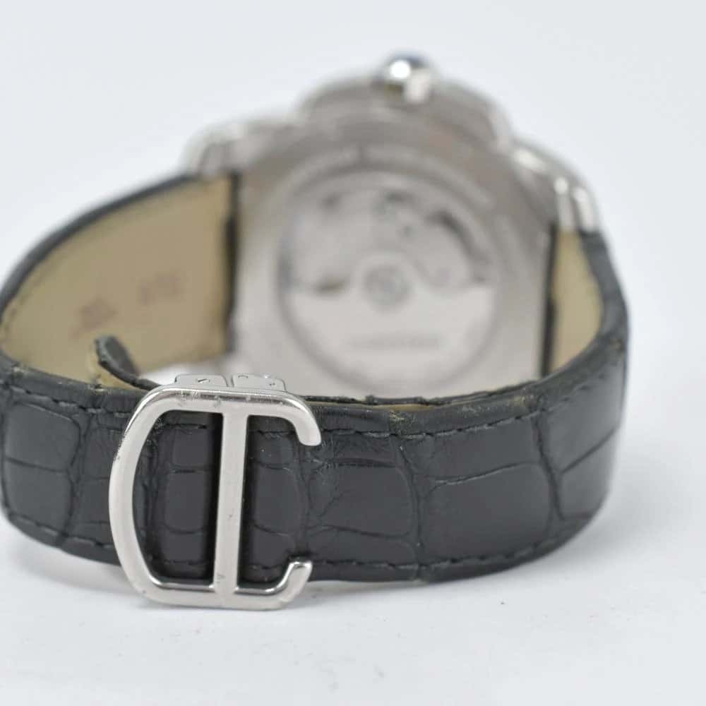 Cartier Black Stainless Steel & Leather Calibre de Cartier Automatic Men's Wristwatch Black Good - Box View