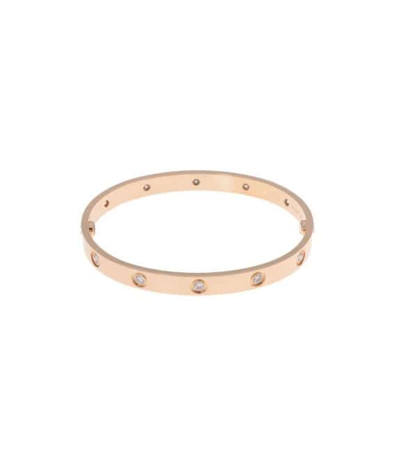 Cartier Diamond Encrusted Size 18 Love Bracelet in 18k Yellow Gold Yellow Gold Very good - Back View