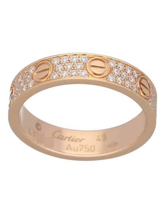 Cartier Mini Love Ring Pavé Diamond 750 K18 PG Pink Gold Ring Pink Gold Very good - Back View