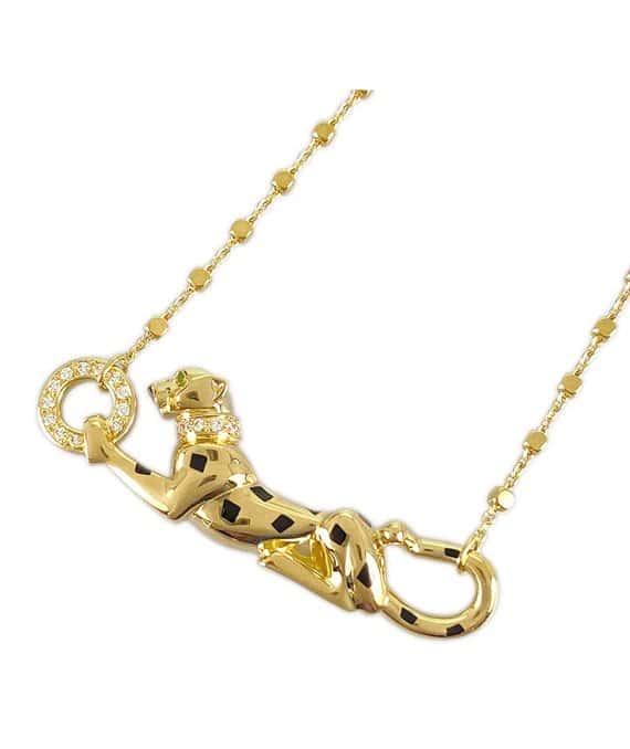 Cartier Panthere Tsavorite Garnet 18k Yellow Gold Necklace Yellow Gold Very good - Back View