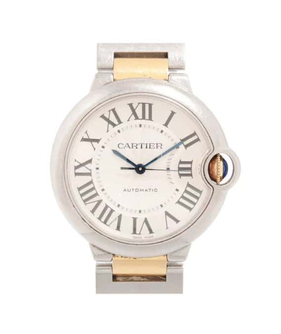 Cartier Silver 18K Yellow Gold Stainless Steel Ballon Bleu De Cartier 3284 Women's Wristwatch 36 mm Silver Good - Front View