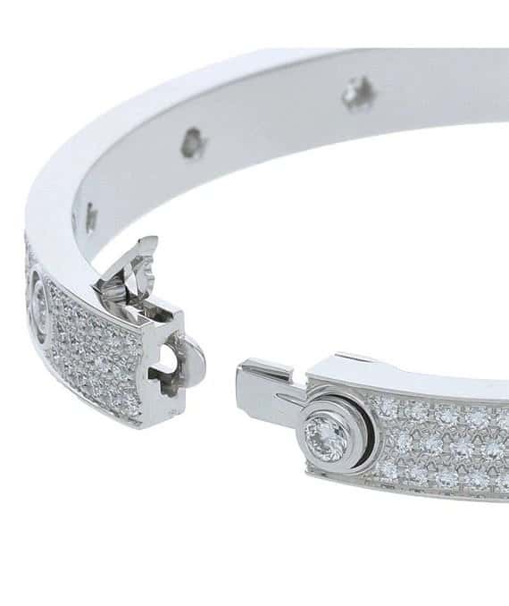 Cartier Size 17 Diamond Paved Love Bracelet in 18k White Gold White Gold Very good - Inside View
