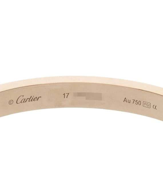 Cartier Size 17 Rose Gold Love Bracelet with Pave Diamonds K18PG Gold Gold Good - Inside View