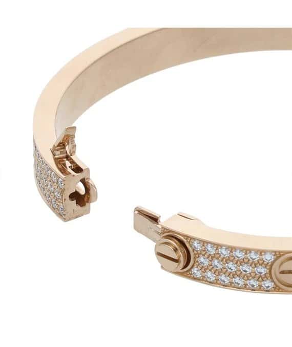 Cartier Size 17 Rose Gold Love Bracelet with Pave Diamonds K18PG Gold Gold Good - Model View
