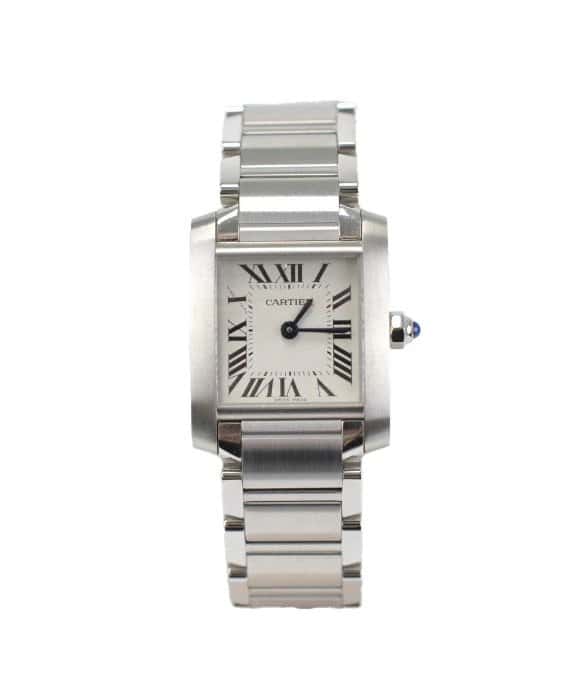 Cartier White Dial Tank Française Watch SM W51011Q3 Women's Watch 25MM White Good - Front View