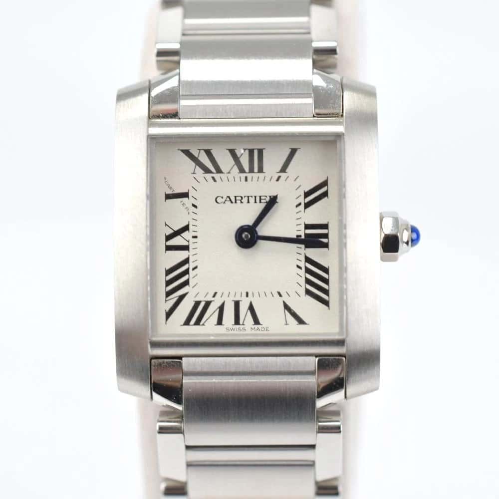 Cartier White Dial Tank Française Watch SM W51011Q3 Women's Watch 25MM White Good - Back View