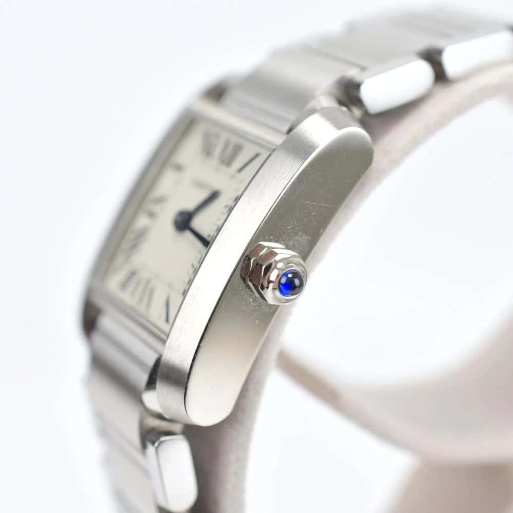 Cartier White Dial Tank Française Watch SM W51011Q3 Women's Watch 25MM White Good - Inside View