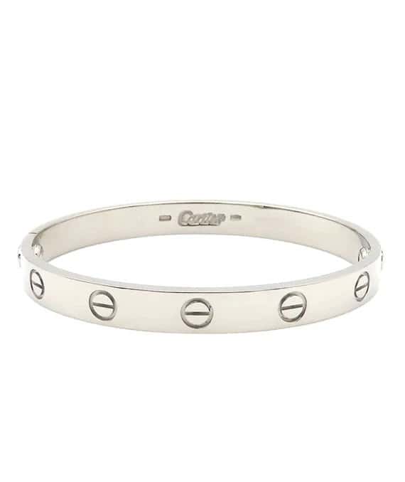 Cartier White Gold Love Bracelet K18WG Size 16 With Driver White Gold Very good - Front View
