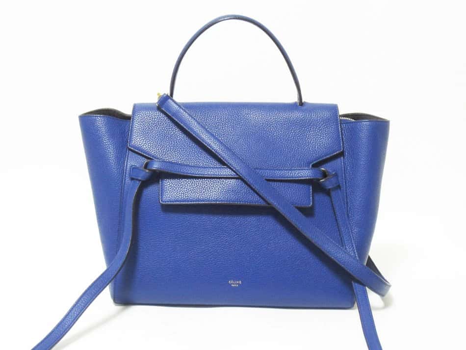 Celine Blue Leather Mini Belt Top Handle Bag Blue Leather Very good - Front View