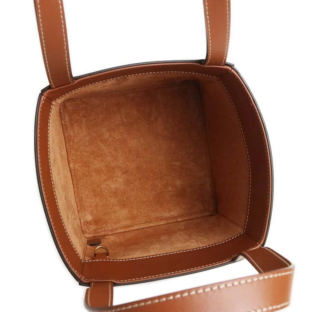 Celine Tan Brown Calfskin Leather Triomphe Cube Handbag with Pouch Brown Leather Very good - Back View