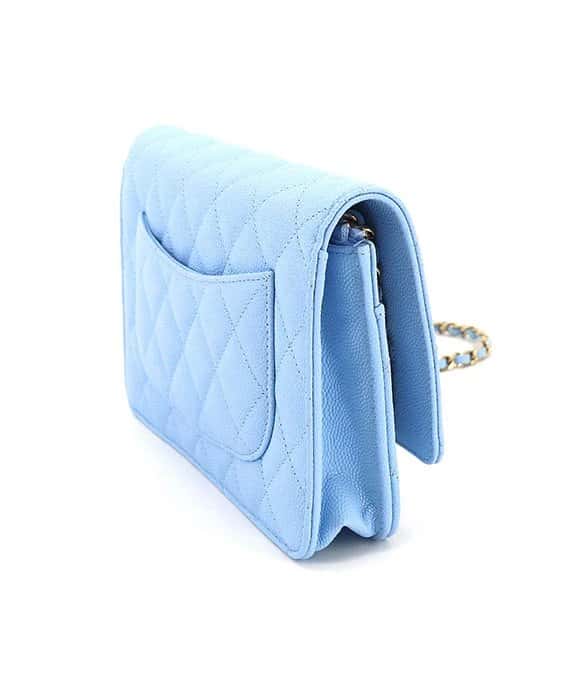 Chanel Matelasse Classic Chain Light Blue Wallet with Caviar Leather and Gold Hardware Blue Leather Very good - Inside View