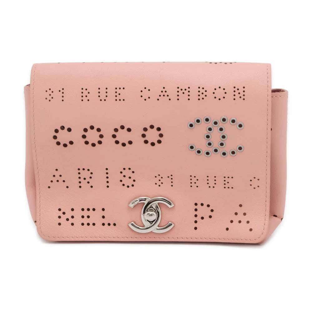 Chanel Pink Leather Eyelet Waist Bag Pink Leather Good - Front View