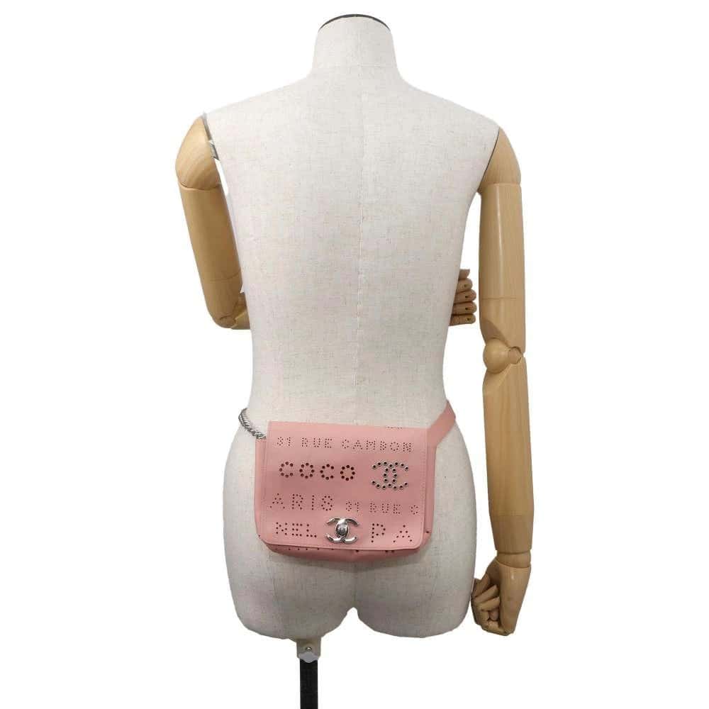 Chanel Pink Leather Eyelet Waist Bag Pink Leather Good - Model View
