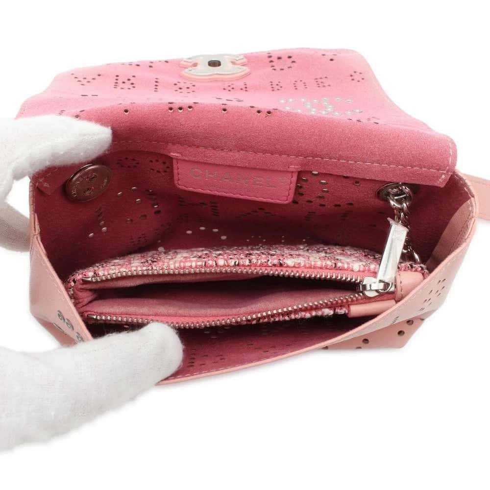 Chanel Pink Leather Eyelet Waist Bag Pink Leather Good - Box View