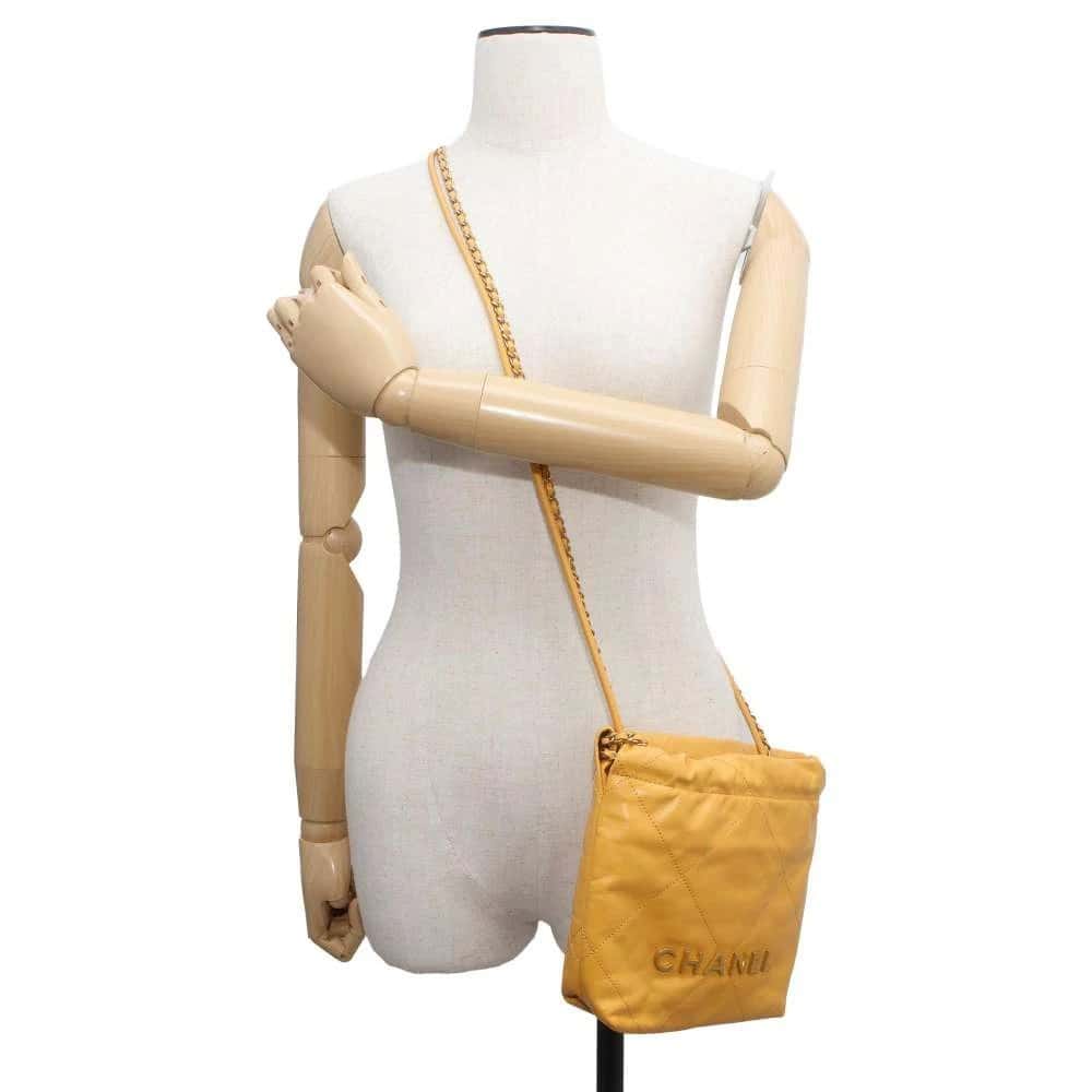 Chanel Yellow Quilted Leather Mini 22 Chain Bag Yellow Leather Very good - Box View