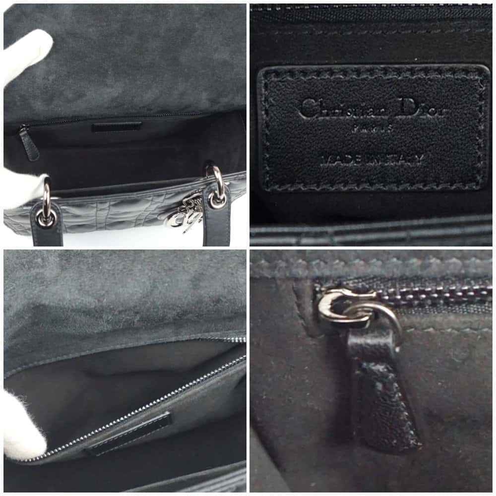 Dior Black Color Cannage Lambskin Leather Medium Lady Dior Satchel Bag Black Leather Very good - Box View