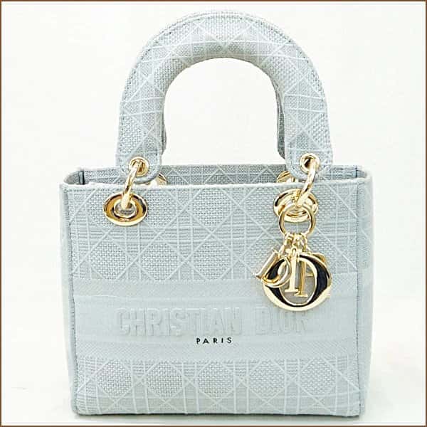 Dior Gray Color Cannage Canvas Medium Lady D- Lite Bag Grey Canvas Very good - Front View