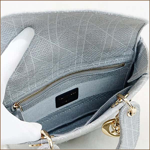 Dior Gray Color Cannage Canvas Medium Lady D- Lite Bag Grey Canvas Very good - Model View