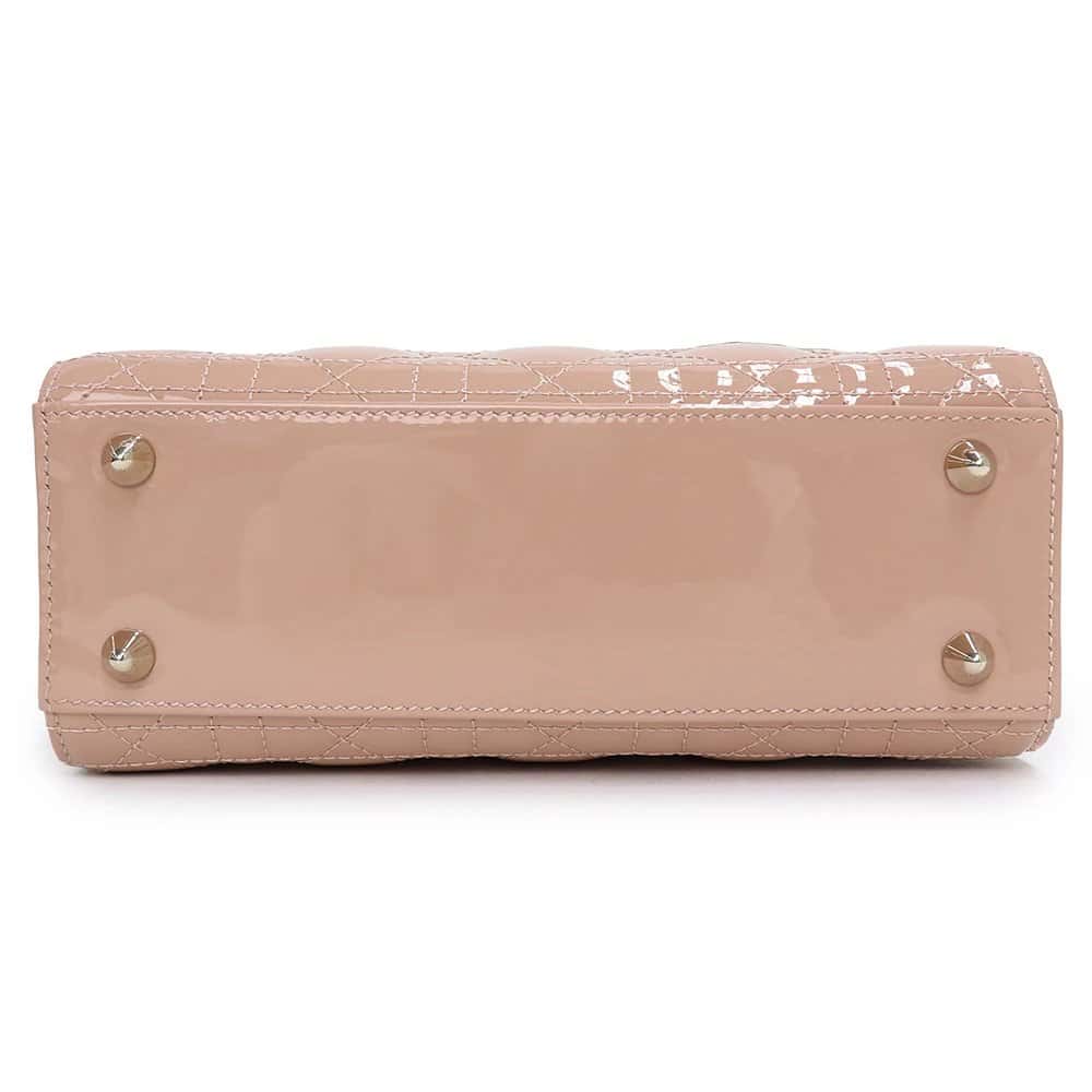 Dior Rose Des Vents Patent Cannage Calfskin Leather Medium Lady Dior Satchel Bag Pink Leather Very good - Box View