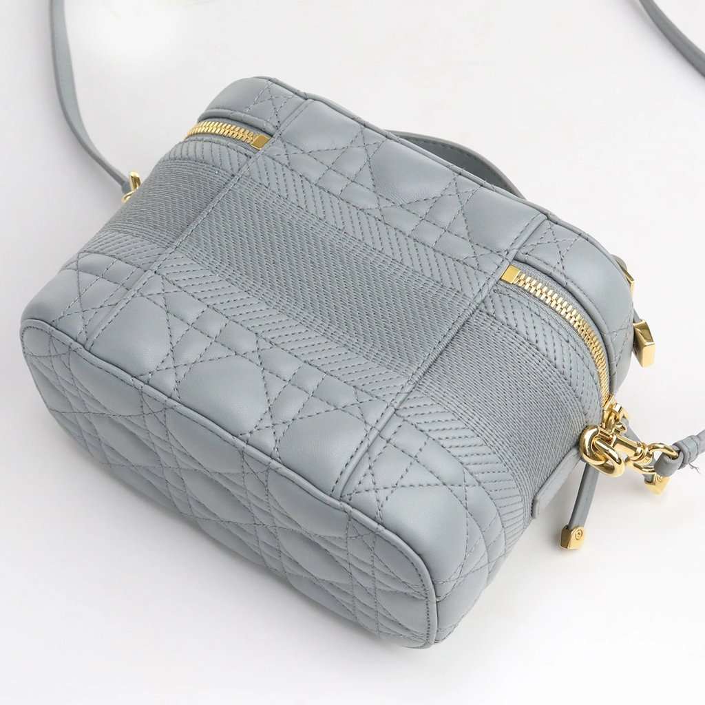 Dior Travel Vanity Small Grey Lambskin Handbag Grey Leather Very good - Back View