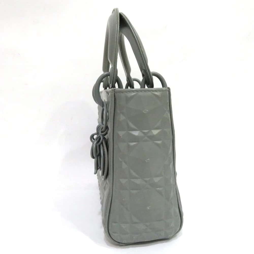 Dior Mini Mat Diamond Cannage Gray Lady Dior Handbag Grey Good - Model View