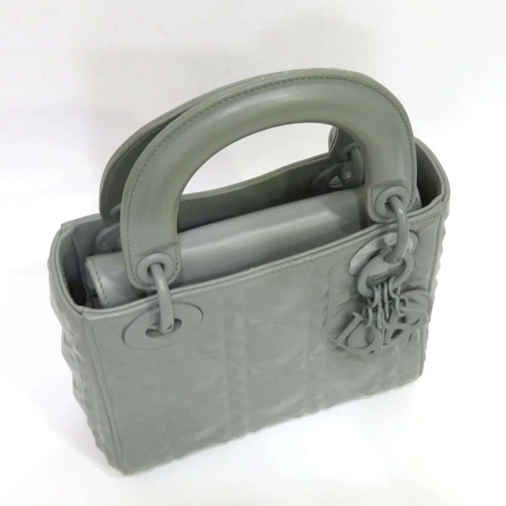Dior Mini Mat Diamond Cannage Gray Lady Dior Handbag Grey Good - Box View