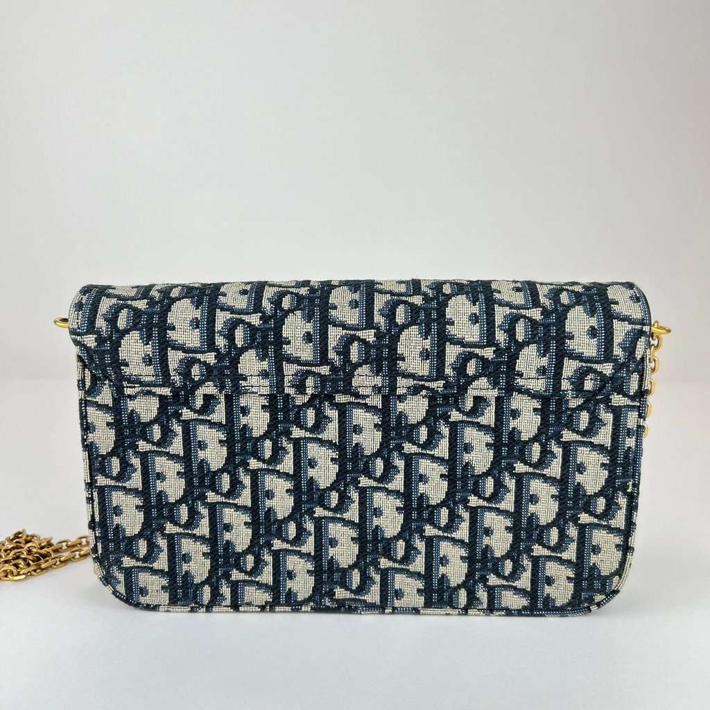 Dior Saddle Wallet on Chain in Blue Dior Oblique Jacquard Blue Never worn - Box View