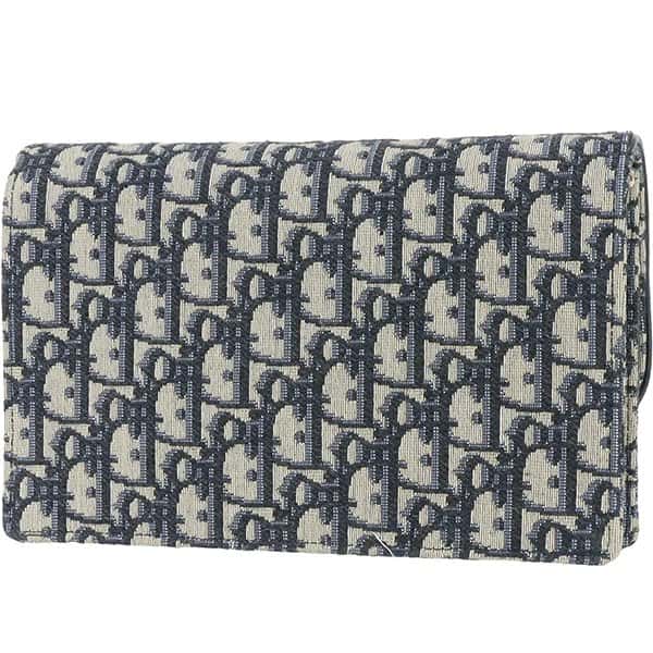 Dior Saddle Wallet on Chain in Blue Dior Oblique Jacquard Blue Very good - Back View