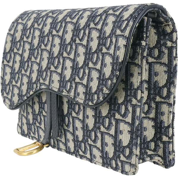 Dior Saddle Wallet on Chain in Blue Dior Oblique Jacquard Blue Very good - Inside View