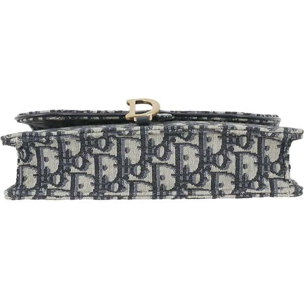 Dior Saddle Wallet on Chain in Blue Dior Oblique Jacquard Blue Very good - Box View