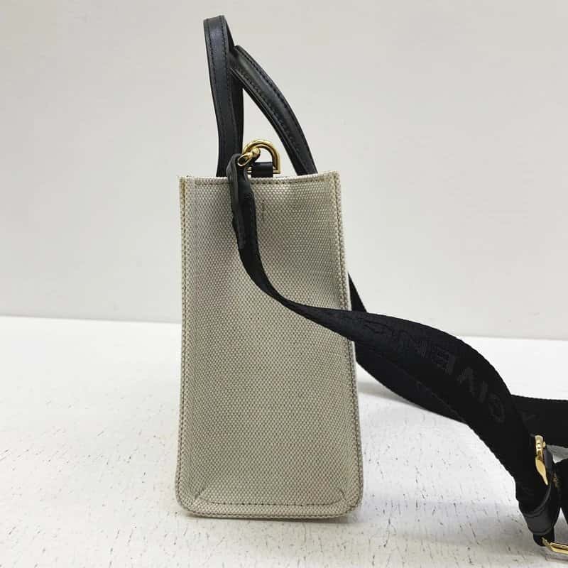 Givenchy WhiteLinen & Cotton Canvas Mini G Shopping Tote Bag MultiColor Canvas Very good - Model View