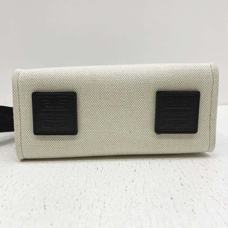 Givenchy WhiteLinen & Cotton Canvas Mini G Shopping Tote Bag MultiColor Canvas Very good - Box View