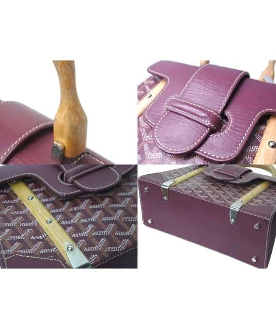 Goyard Burgundy Coated Canvas and Leather Saigon PM Top Handle Bag Burgundy Leather Very good - Model View