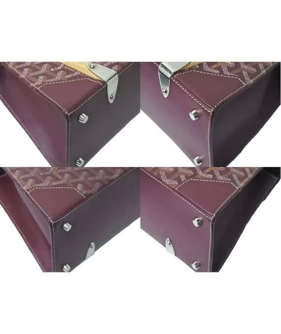 Goyard Burgundy Coated Canvas and Leather Saigon PM Top Handle Bag Burgundy Leather Very good - Box View