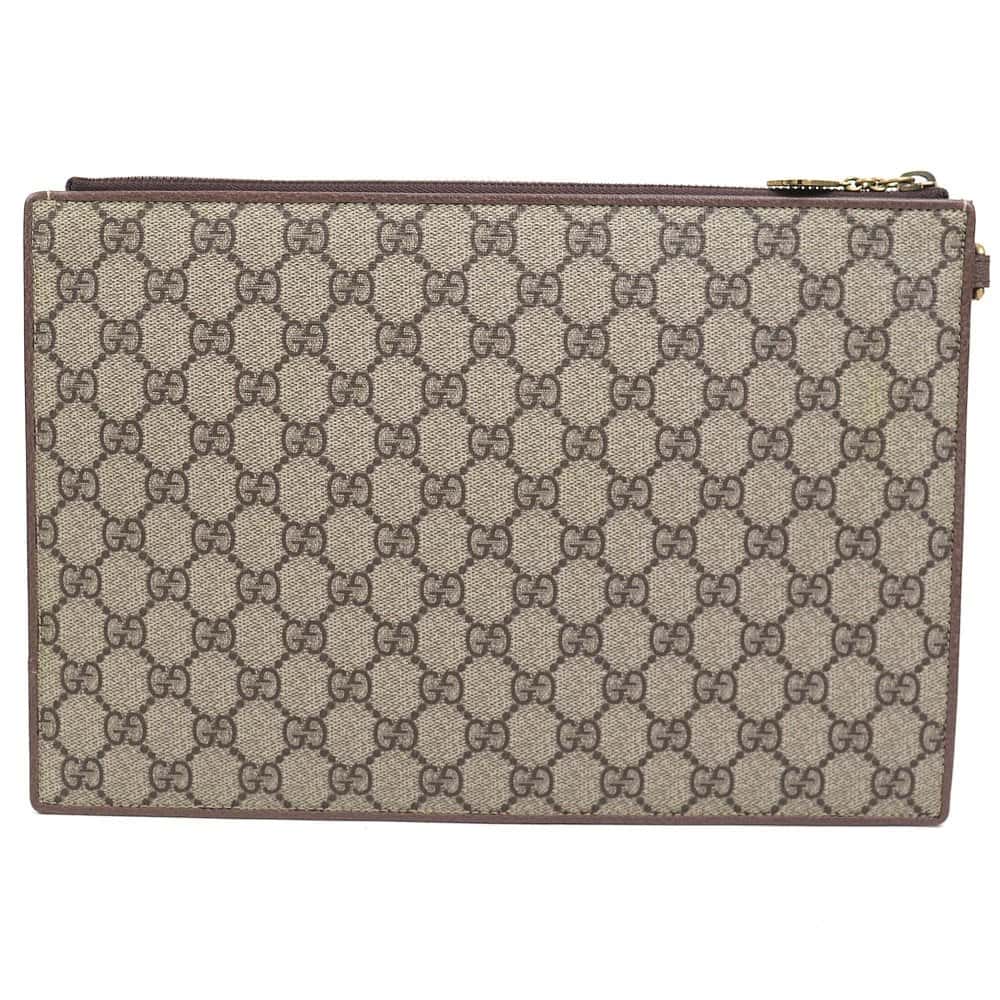 Gucci Beige GG Supreme Coated Canvas Courier Wristlet Pouch Beige Canvas Never worn - Back View