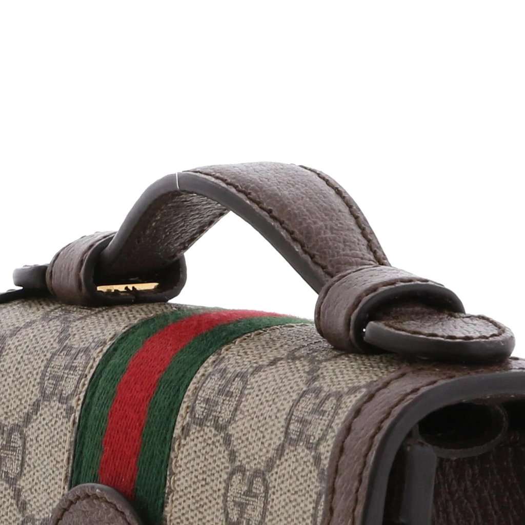 Gucci Beige/Brown Ophidia GG Supreme Canvas and Leather Chain Shoulder Bag Beige Canvas Very good - Inside View